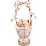 Clayre & Eef Decoratie Beeld Kuikentje Ø 20x47 Roze Textiel