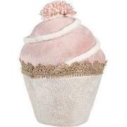 Clayre & Eef Decoratie Beeld Cupcake Ø 11x16 cm Roze Textiel