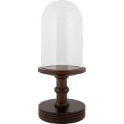 Clayre & Eef Glazen Stolp Ø 14x34 cm Bruin Hout