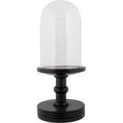 Clayre & Eef Glazen Stolp Ø 14x34 cm Zwart Hout