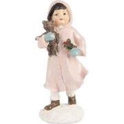 Clayre & Eef Decoratie Beeld Meisje 12 cm Roze Kunststof