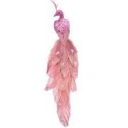 Clayre & Eef Decoratie Vogel 30x7x10 cm Roze Kunststof