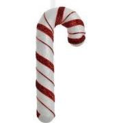 Clayre & Eef Kersthanger Zuurstok 20 cm Wit Rood Kunststof