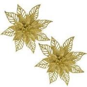 Clayre & Eef Kersthanger Set van 2 Kerstster 15 cm Goudkleurig Kunstst...