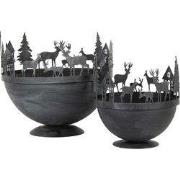 Clayre & Eef Decoratie schaal Ø 19x17 / Ø 13x14 cm Grijs Metaal