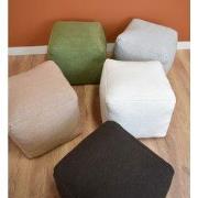 Vierkante Poef van stof - Handgemaakt - Donkerbruin - Gemaakt uit Wol ...