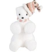 Clayre & Eef Decoratie Beeld Beer 11x11x18 cm Wit Synthetisch