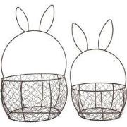 Clayre & Eef Decoratie Mand Set van 2 Ø 33x55 / Ø 27x45 cm Bruin Metaa...