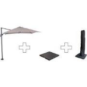 Zweefparasol Hawaii S - met voet en hoes - Zand - 250 x 250 cm