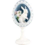 Clayre & Eef Decoratie Beeld Ei 11x9x21 cm Blauw Kunststof