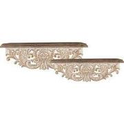 Clayre & Eef Wandplank 70x18x22 / 60x14x19 cm Wit Hout