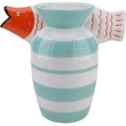Vase - Fish- Dolomite -Mint/White/Orange -23x12.5x21cm