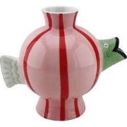 Vase - Fish- Dolomite  -Pink/Mint/Red -21.5x13x17cm