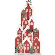 Clayre & Eef Kerstdecoratie Beeld Huis 28x8x56 cm Rood Metaal