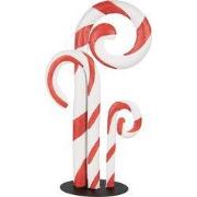 Clayre & Eef Kerstdecoratie Beeld Zuurstok 24x11x46 cm Wit Rood Metaal