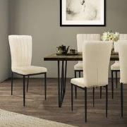 Eetkamerstoel set van 4 taupe met fluwelen bekleding en metalen poten ...
