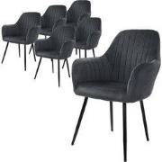 Eetkamerstoel set van 6 met rugleuning en armleuningen Grijze keukenst...