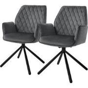 Eetkamerstoel set van 2 draaibaar met rugleuning en armleuningen antra...