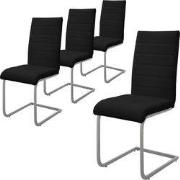 Set van 2 slede eetkamerstoelen met rugleuning zwart kunstleer bekleed...