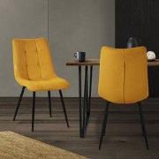 Eetkamerstoelen set van 2 mosterdgeel Keukenstoel met polyester bekled...