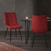 Eetkamerstoelen set van 2 rood Keukenstoel met polyester hoes en stale...