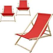 houten klapstoel 3 ligposities tot 120 kg rood