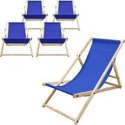 Set van 5 opvouwbare ligstoel donkerblauw hout verstelbare rugleuning ...