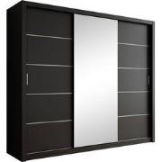 Meubella - Kledingkast Blake - Mat Zwart - 250 cm - Met spiegel
