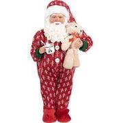 Clayre & Eef Kerstdecoratie Beeld Kerstman 22x19x45 cm Rood Textiel