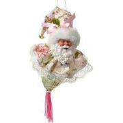 Clayre & Eef Kersthanger Kerstman 35 cm Wit Textiel