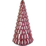 Clayre & Eef Kerstdecoratie Beeld Kerstboom Ø 16x33 cm Roze Glas