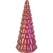 Clayre & Eef Kerstdecoratie Beeld Kerstboom Ø 11x26 cm Roze Glas