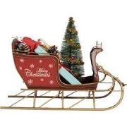 Clayre & Eef Kerstdecoratie Beeld Slee 30x15x22 cm Rood Metaal
