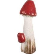 Clayre & Eef Decoratie Beeld Paddenstoel 16x14x41 cm Wit Rood Terracot...