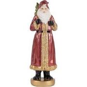 Clayre & Eef Kerstdecoratie Beeld Kerstman 6x5x15 cm Rood Kunststof