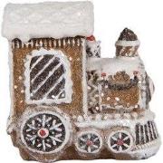 Clayre & Eef Kerstdecoratie Beeld Trein 5x3x5 cm Bruin Kunststof