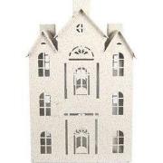 Clayre & Eef Decoratie Beeld Huis 26x16x40 cm Beige Metaal