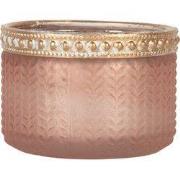 Clayre & Eef Waxinelichthouder Ø 7x4 cm Roze Glas