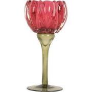 Clayre & Eef Waxinelichthouder Ø 8x18 cm Roze Glas