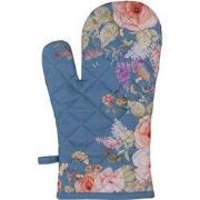 Clayre & Eef Ovenwant 18x30 cm Blauw Katoen Bloemen