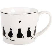 Clayre & Eef Mok 275 ml Wit Porselein Katten