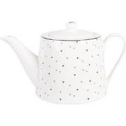 Clayre & Eef Theepot 1000 ml Wit Porselein Hartjes