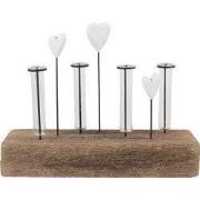 Clayre & Eef Glazen Vaasjes in Houder 30x9x25 cm Bruin Hout