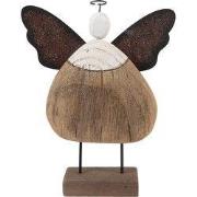 Clayre & Eef Decoratie Beeld Engel 20x6x25 cm Bruin Hout