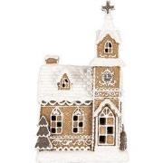 Clayre & Eef Gingerbread house met LED 14x12x23 cm Bruin Kunststof