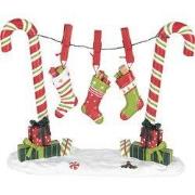 Clayre & Eef Kerstdecoratie Beeld Zuurstok 32x10x25 cm Rood Kunststof