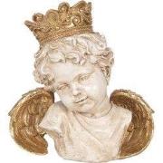 Clayre & Eef Decoratie Beeld Engel 21x12x22 cm Beige Kunststof