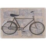 Clayre & Eef Tekstbord 30x20 cm Beige Grijs IJzer Fiets