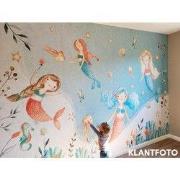 Meermin meisjes - Kinderbehang - 292,2 cm x 280 cm - Walloha