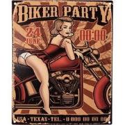 Clayre & Eef Tekstbord 20x25 cm Bruin IJzer Vrouw met Motor